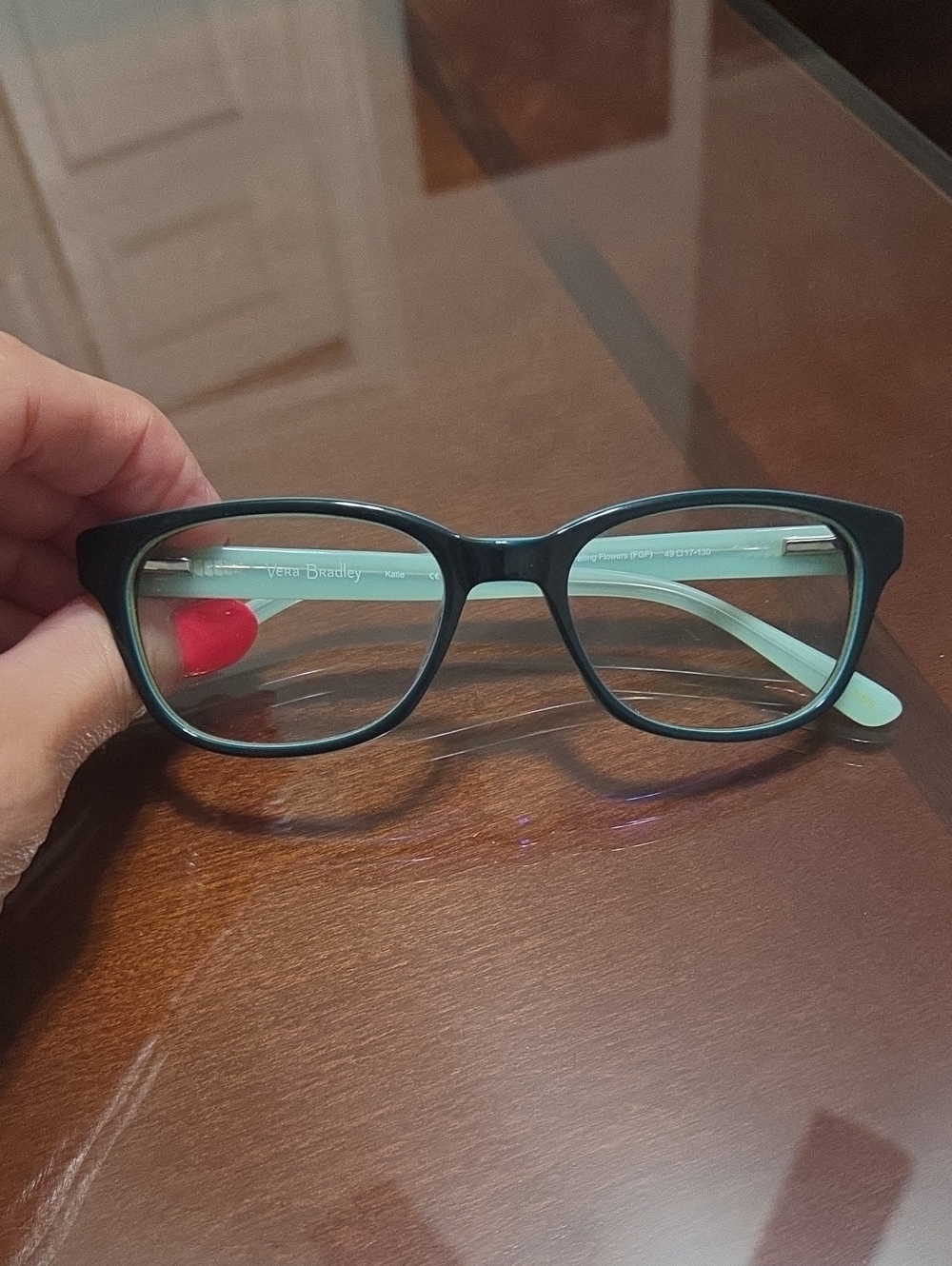 Vera Bradley Kids Black Frames with Mint Temples